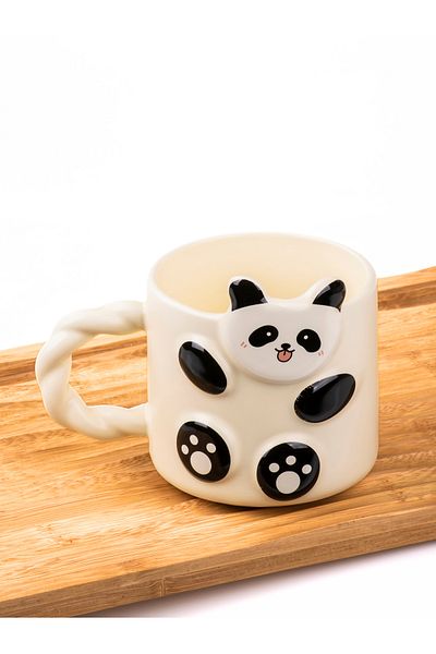 MUKKO HOME 3D Panda Embossed Porcelain Mug – 360ml, Cute and Stylish Design