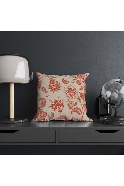 Mumi Dekor Brick Colored Line Patterned Ethnic Bohemian Digital Printed 4-Piece Sofa Pillow Throw Pillow Cover Set