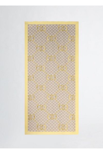Liu Jo Yellow-Beige Brand Logo Patterned Women's Shawl & Scarf & Kerchief 2a5029t0300-10618