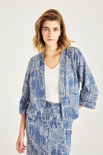 Naramaxx Three Quarter Sleeve Jacquard Jacket