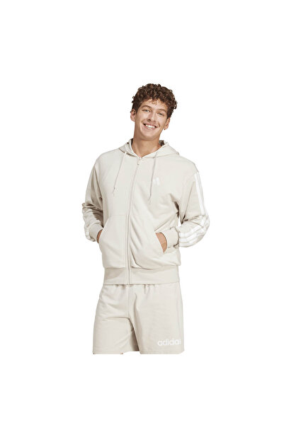 adidas Jachetă cu glugă bej pentru bărbați 3S Ft Fz