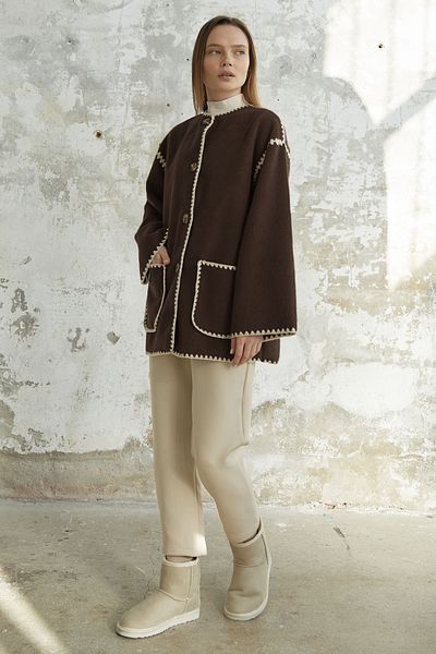 InStyle Καφέ μπουφάν Alira με κασκόλ