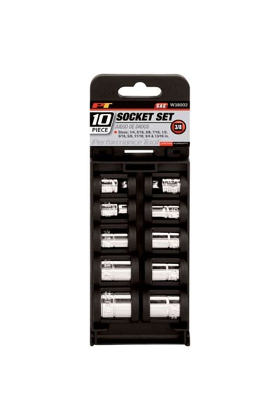 Performance Tool 10-Piece SAE Socket Set 3 and 8inch