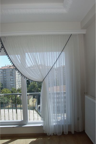 Mexess 1. Quality Linen Slub - Sag Double Breasted Tulle Curtain, Double Breasted and False Double Breasted (1 X 3 Sik Pile)
