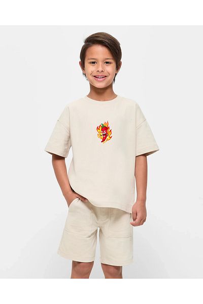 uyguntarz Kinder-T-Shirt aus Baumwolle mit Chili-Aufdruck