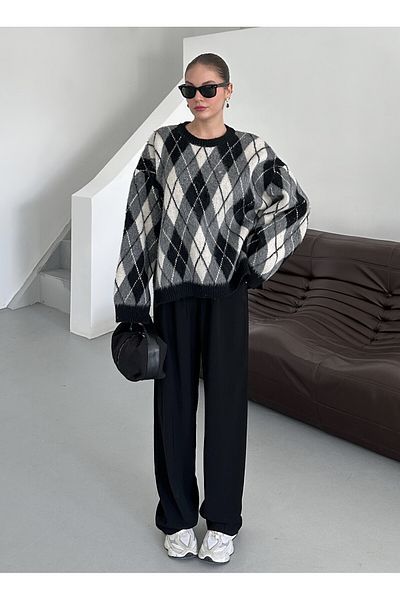 Laluvia Black Gold Buttoned Elastic Waist Palazzo Trousers - 51078