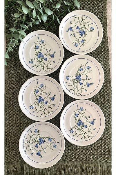 Yiğit Seramik Züccaciye Blue Pattern 6-Piece Tea Plate