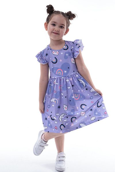 minikiss Printed Lycra Girl's Dress