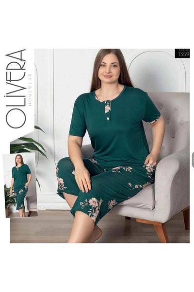 Olivera Πράσινο Σετ Πιτζάμες με κοντό μανίκι - 1357 Μοντέλο για Γυναίκα