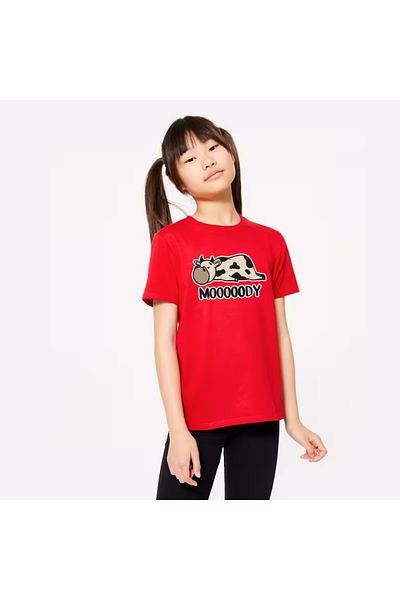 uyguntarz Kinder-T-Shirt aus Baumwolle mit Moody-Aufdruck