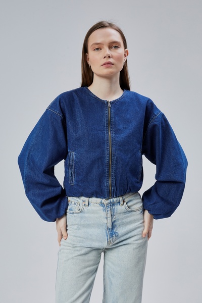 CHOS7N Жіноча еластична куртка-бомбер з м'якими краями, велосипедним коміром, довгими рукавами та застібкою-блискавкою спереду