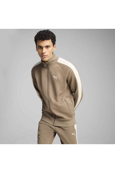 Puma T7 Always On Ανδρικό καφέ μπουφάν με γιακά