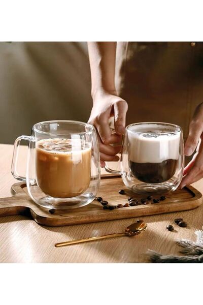 Janset 2Pcs Double Wall 250ml Mug,Tea Coffee Mug Cup