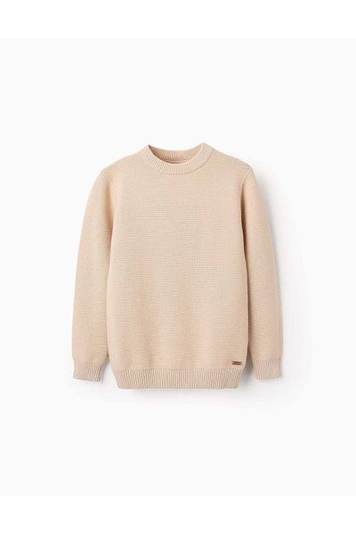 Ziddy Knitted Jumper with Texture for Boys, Beige