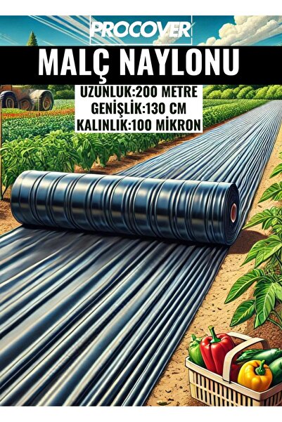Procover Uzunluk 200 Metre/genişlik 130 Cm/kalınlık 100 Mikron/deliksiz/siyah/malç Naylonu/çilek Naylonu