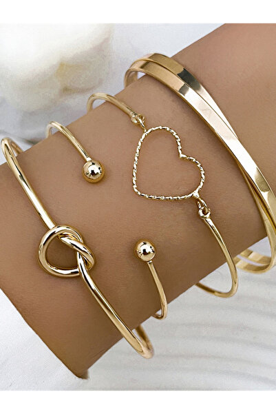 Choice BR23L121601 4 قطع/مجموعة أساور مفتوحة عصرية بتصميم هندسي للنساء مصنوعة...