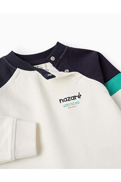 Ziddy Sweatshirt with Colourblock for Baby Boys 'Nazaré', White/Blue/Green