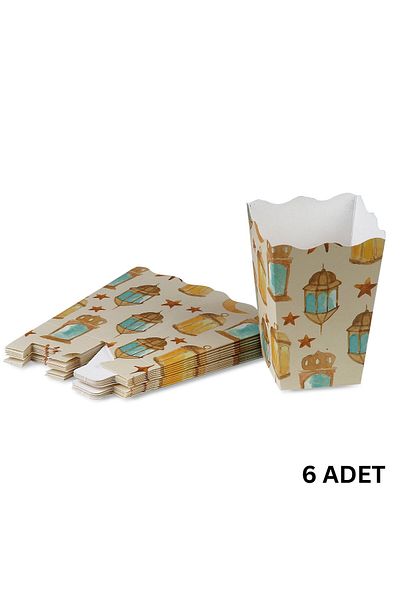 roco paper 6 Ramadan Themed Boxes: Corn, Candy, Popcorn, Treat Cream Color