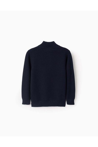 Ziddy Jumper with High Neck for Boys, Dark Blue