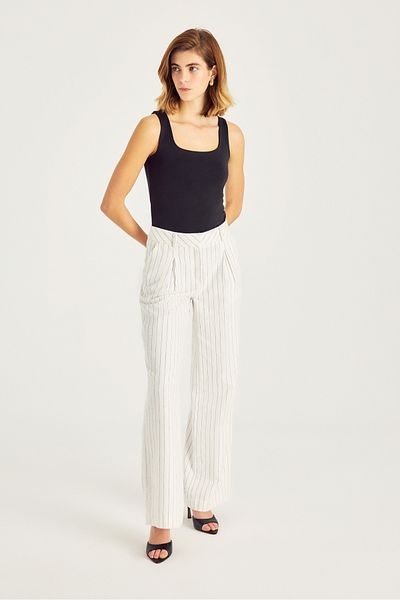 Naramaxx Wide Leg Linen Blended Trousers