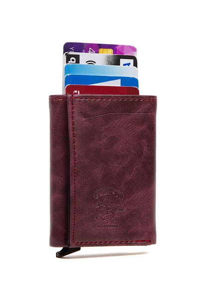 Newish Polo Purple Men's Mechanism Card Holder and Wallet