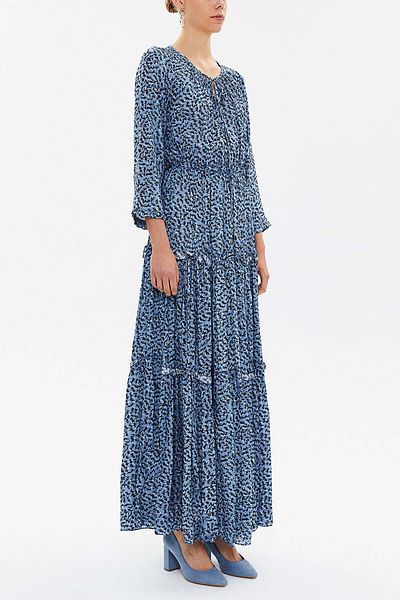 SOCIETA Lace-Up Ruffled Long Dress 93146