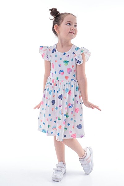 minikiss Κοριτσίστικο φόρεμα με στάμπα Heart Lycra