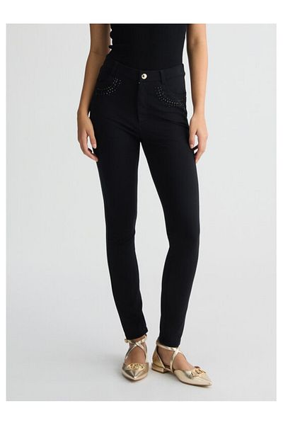 Liu Jo High Waist Stone Women's Pocket Haini with Slim Fit Viscose Blended Jersey and Navy Blue Pants