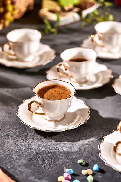 Paçi Valeria Porcelain Coffee Cup Set for 6 People