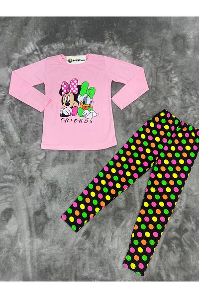 NEWKİDS 4-8 Years Old Girls' Printed Suit with Tights