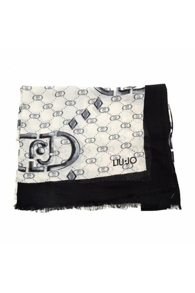 Liu Jo Stylish Women's Shoes, Brand Logo Pattern Black-And-White Shawl & Scarf & Kerchief