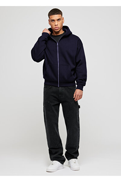 YAKAMEL Erkek LACİVERT Spor Ve Günlük Fermuarlı Basic Hırka
