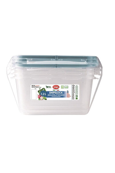 Snips 3-Piece Plastic Rectangular Food Container Set 1.2 Liter