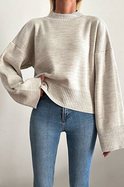 CyRo Pulover tricotat cu guler înalt Bej