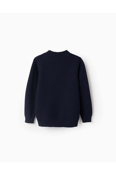 Ziddy Knitted Jumper with Texture for Boys, Dark Blue