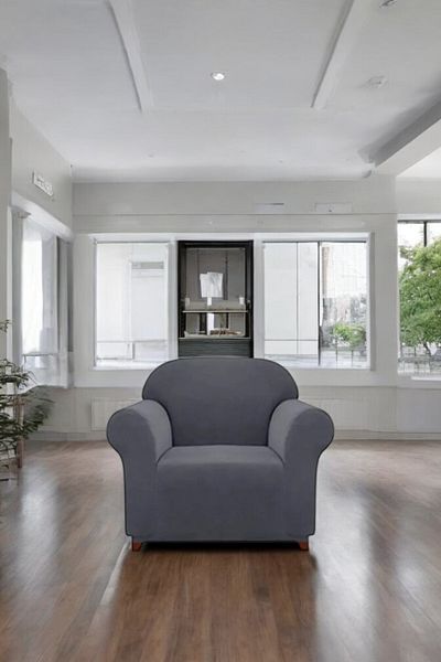 MADAME BELLA Lycra Armchair and Sofa, Pitikare Pattern Armchair Anthracite Cover