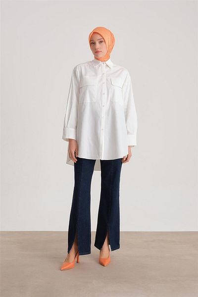 Armine Ecru Shirt - Ort3443 Model