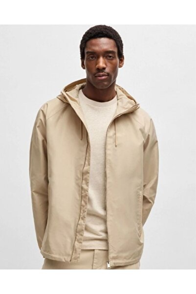 BOSS Erkek Normal Kesim Kapüşonlu Yaka Uzun Kollu Bej Ceket 50535482-275