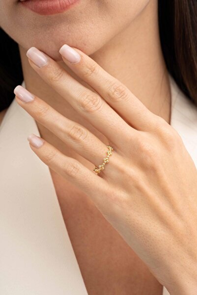 Sümer Telkari Tomurcuk Altın Kaplama Gümüş İnce Yüzük 5950