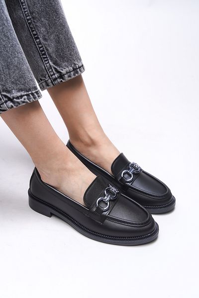 Riccon Γυναικείο Loafer Johatalia 0012525   Μαύρο δέρμα