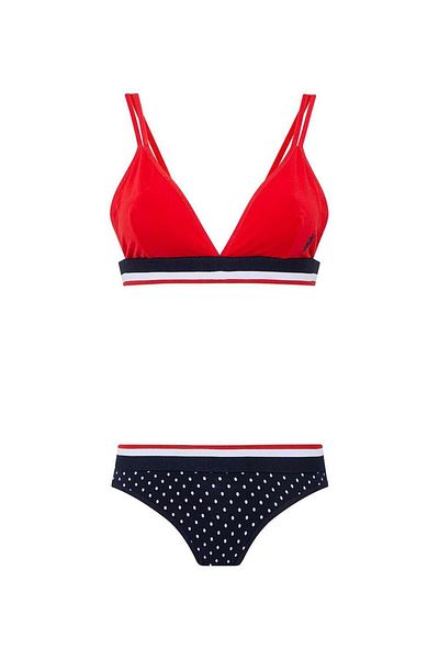 U.S. Polo Assn. 2 Pieces, Cotton & Lycra Thin Strap Polka Dot Bustier Shorts Set