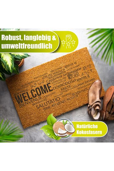 Decovetro ® Kokosmatte Fußmatte | 40x60 cm | 100% natürliche Kokosfasern
