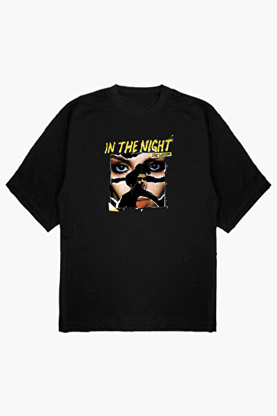 modaberry Vikend Noćni Dizajn Crna Štampano Oversize kroj Zatvori T-shirt