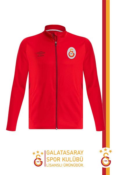 Galatasaray Червен тренировъчен суитшърт - яка със стойка и дървена кутия с цип по цялата дължина