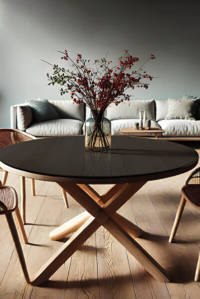 Decorita Masa Camı | Ekvator | Füme Cam | Çap80cm