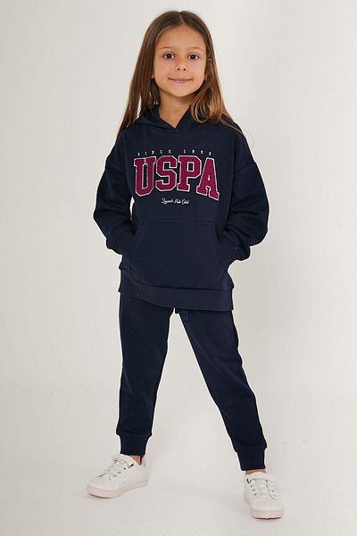 U.S. Polo Assn. طقم رياضي أزرق داكن للبنات من يو إس بولو أسن