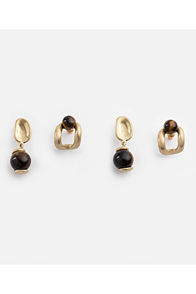 İpekyol Kontrast taşlı küpe seti