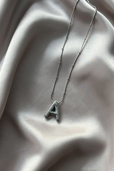Letrovis Steel Silver Color Bubble Letter "A" Women's Necklace