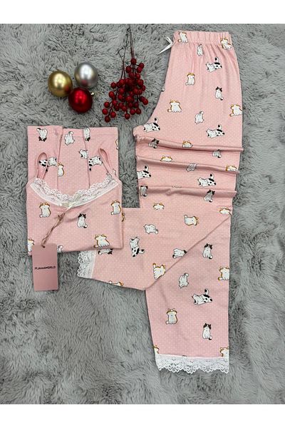 pijamaworld Six Long Viscose Soft Fabric Pajama Set with Rope Straps