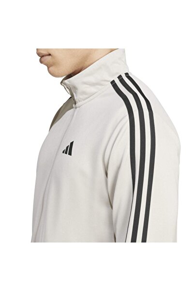 adidas Чоловіча бежева футболка з коміром-стійкою Train Essentials із 3 смугами